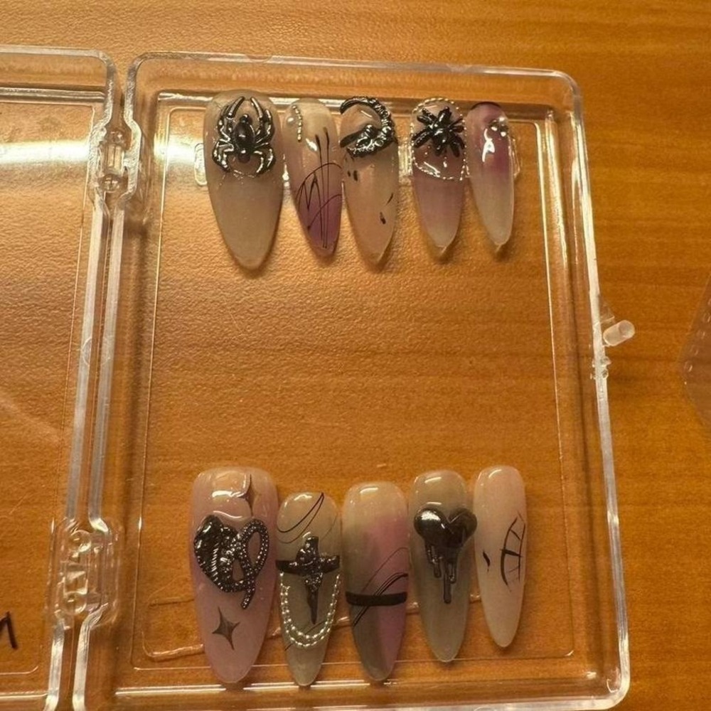 Press On‎ Nails Gothic Spider Snake Heart False Nail Set
